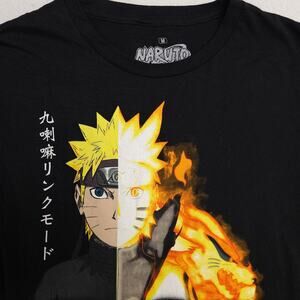 Naruto Casual Crew Neck Anime Graphic T-Shirt Adult Mens Size Medium M Black